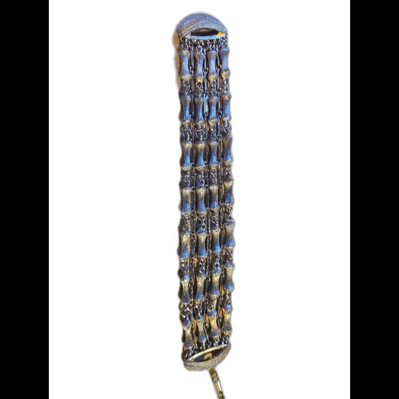 Vintage Bracelet, Bone/Bamboo Look 7" Long, 1" Wide Silver? - Picture 1 of 10
